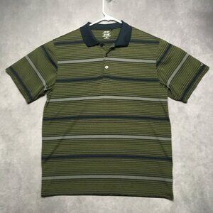 Snake‎ Eyes Mens Tour Select Golf Polo Shirt size Large Striped Green Short Slv